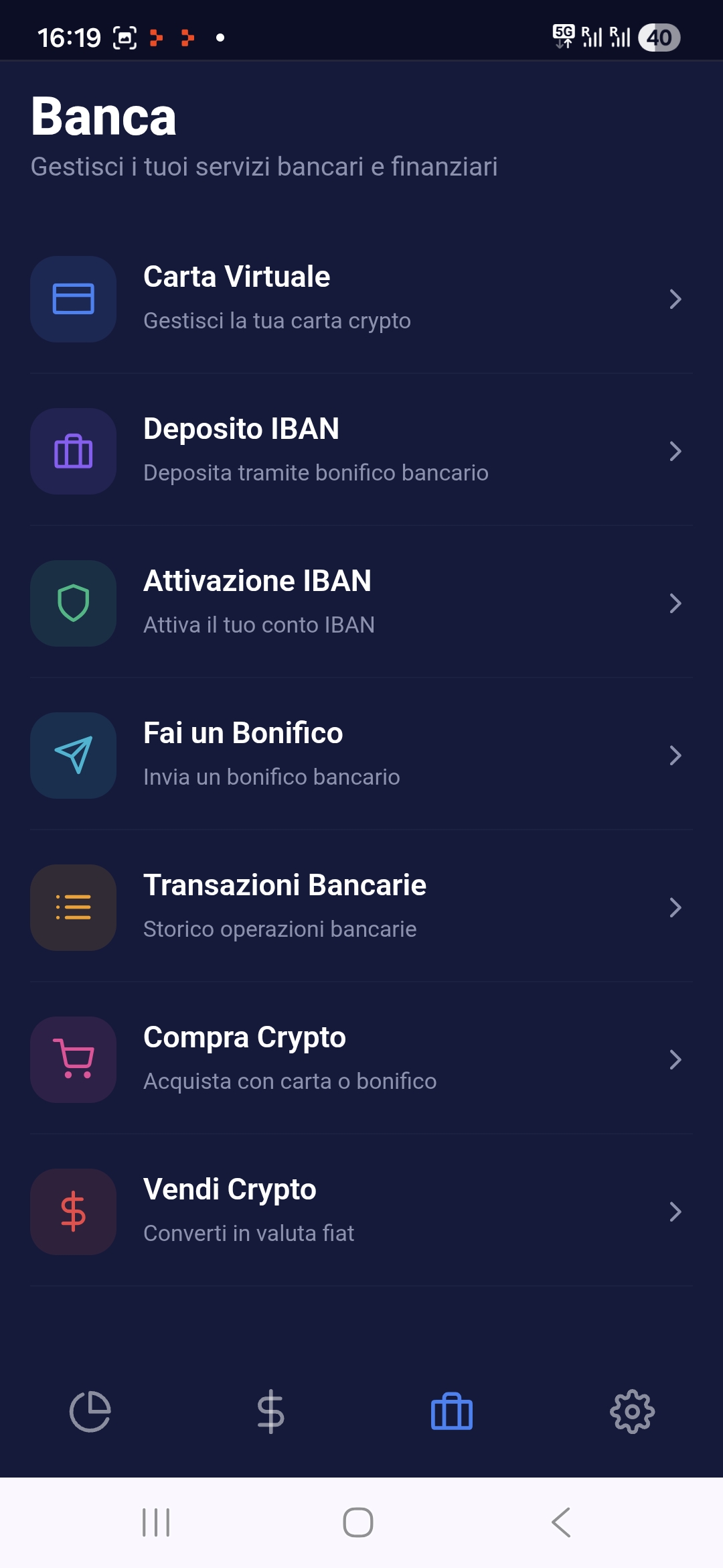 AuroraVault banca - Carta Virtuale, IBAN, Bonifici, Compra Crypto, Vendi Crypto